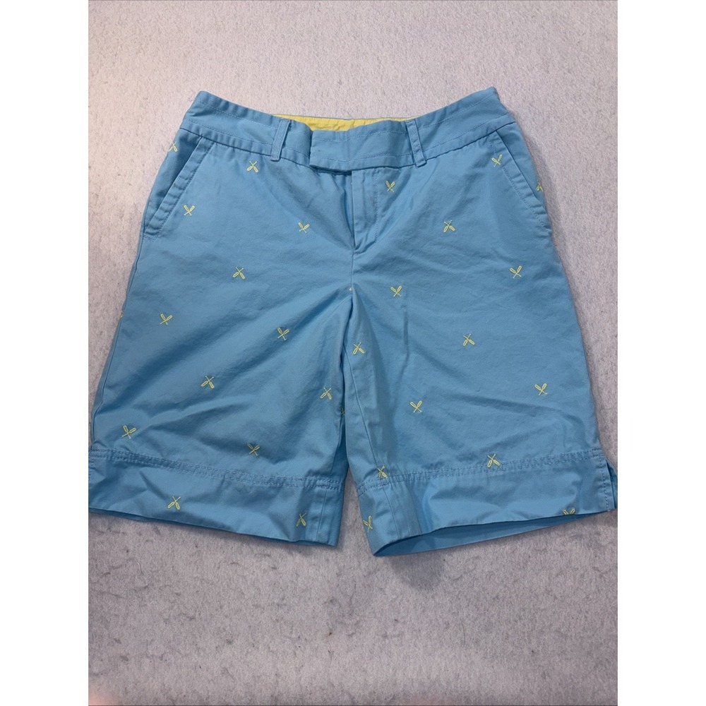 Lilly Pulitzer Palm Beach Fit Shorts Women Size 6 Blue Yellow Paddle Print Prepp